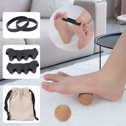 Foot Care Kit Elastic Band Cork Massage Ball Plantar Fasciitis Relief Bunion Correction Toe Separator