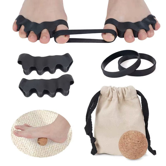 Foot Care Kit Elastic Band Cork Massage Ball Plantar Fasciitis Relief Bunion Correction Toe Separator