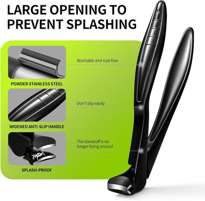 Upgraded 2026 Longer Handle Nail Clippers for Seniors and Elderly for Thick Nails Lock Buckle Anti-Slip Heavy-Duty Large Opening Angled Curve Toenail Clippers with Catcher